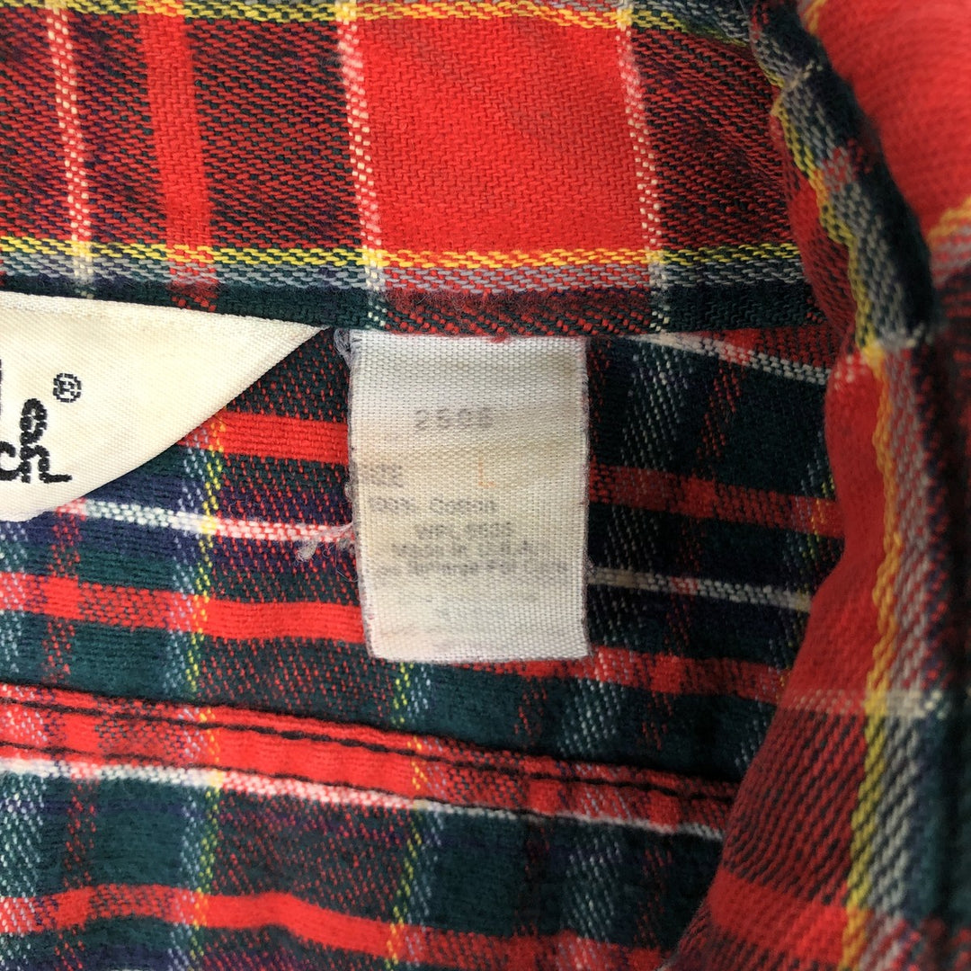 1970'S Woolrich Long-Sleeve Flannel Check Shirt, Made in USA, Men's Size L (approx.), Vintage cotton red type Vintage Second Hand