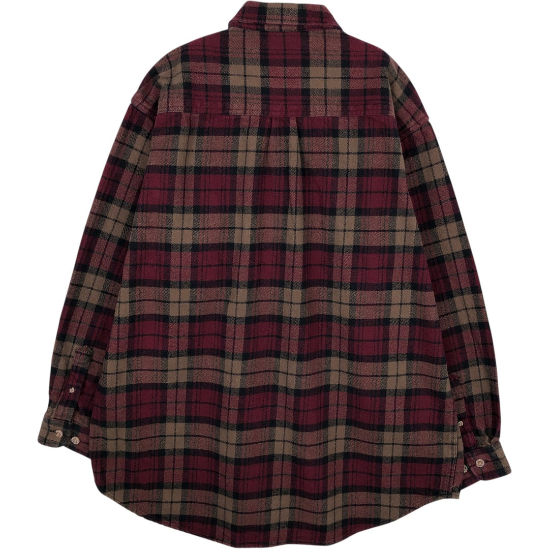 FIELD&STREAM Long-Sleeve Heavy Flannel Check Shirt, Men's Size XL (approx.) cotton wine-red Vintage Second Hand