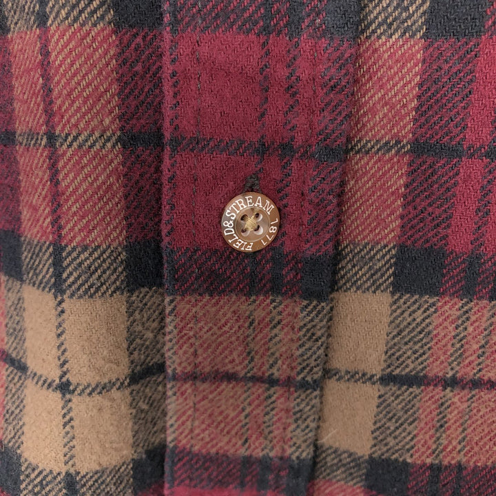 FIELD&STREAM Long-Sleeve Heavy Flannel Check Shirt, Men's Size XL (approx.) cotton wine-red Vintage Second Hand
