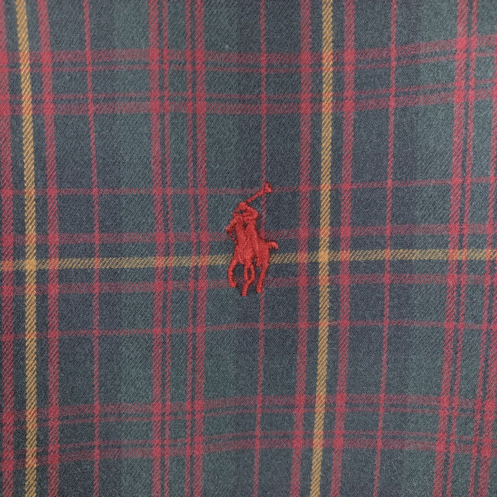 Ralph Lauren Classic Fit Long Sleeve Button Down Light Flannel Check Shirt Men's XL cotton wine-red Vintage Second Hand