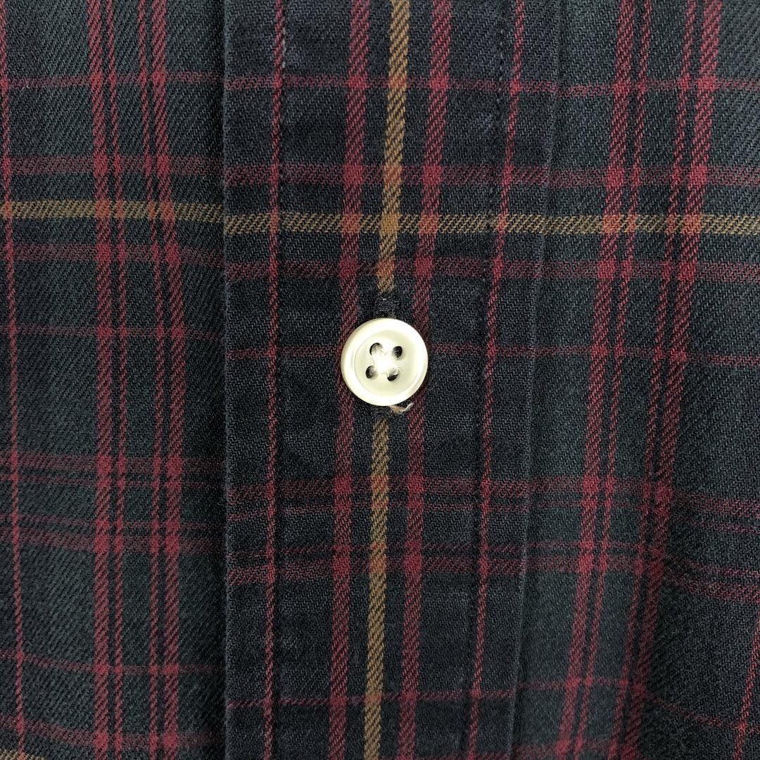 Ralph Lauren Classic Fit Long Sleeve Button Down Light Flannel Check Shirt Men's XL cotton wine-red Vintage Second Hand