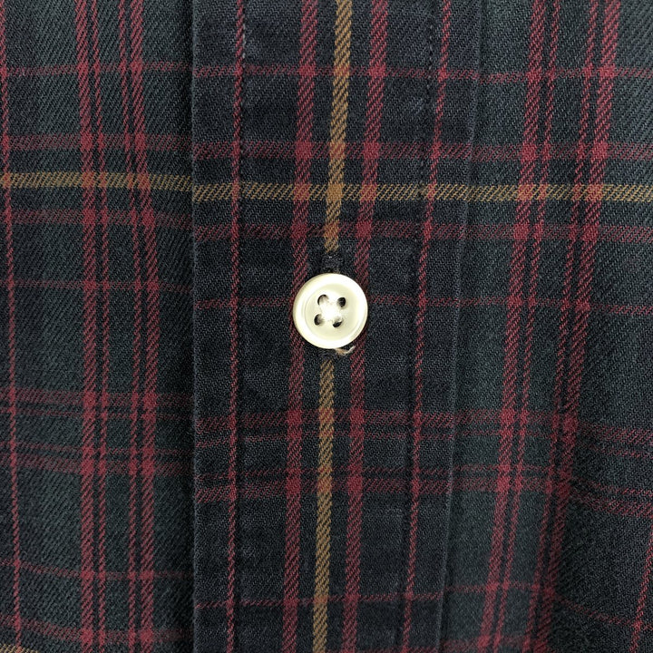 Ralph Lauren Classic Fit Long Sleeve Button Down Light Flannel Check Shirt Men's XL cotton wine-red Vintage Second Hand