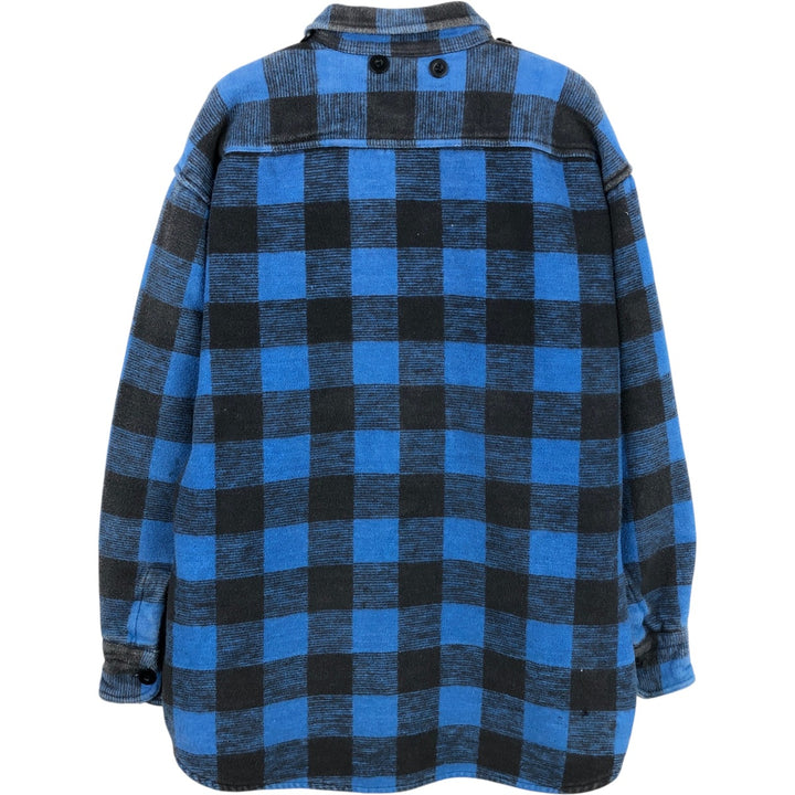 90'S Dickies Buffalo Check Long-Sleeve Heavy Flannel Check Shirt, Men's Size L (Equivalent), Vintage polyester blue type Vintage Second Hand