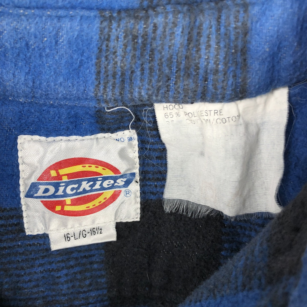 90'S Dickies Buffalo Check Long-Sleeve Heavy Flannel Check Shirt, Men's Size L (Equivalent), Vintage polyester blue type Vintage Second Hand