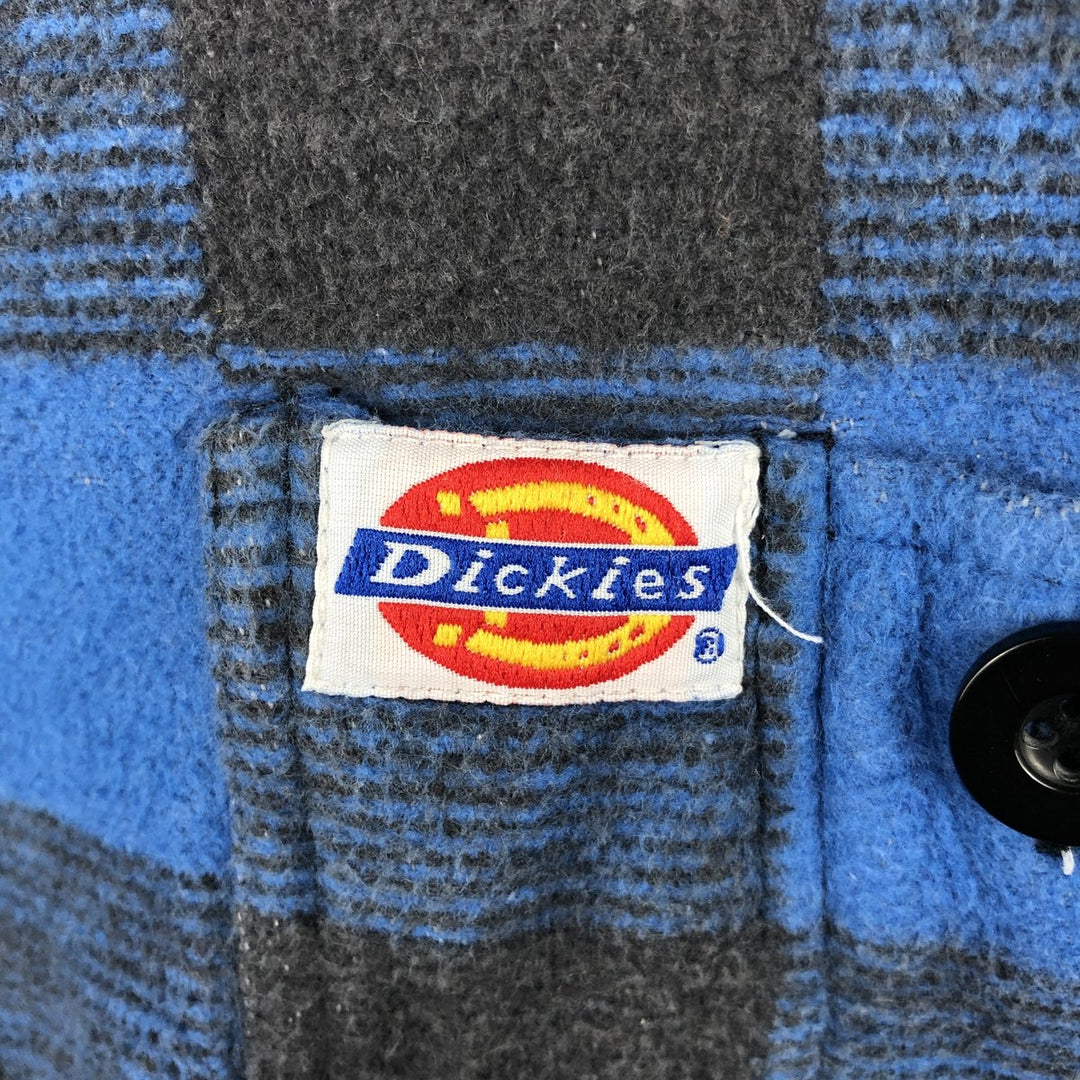 90'S Dickies Buffalo Check Long-Sleeve Heavy Flannel Check Shirt, Men's Size L (Equivalent), Vintage polyester blue type Vintage Second Hand