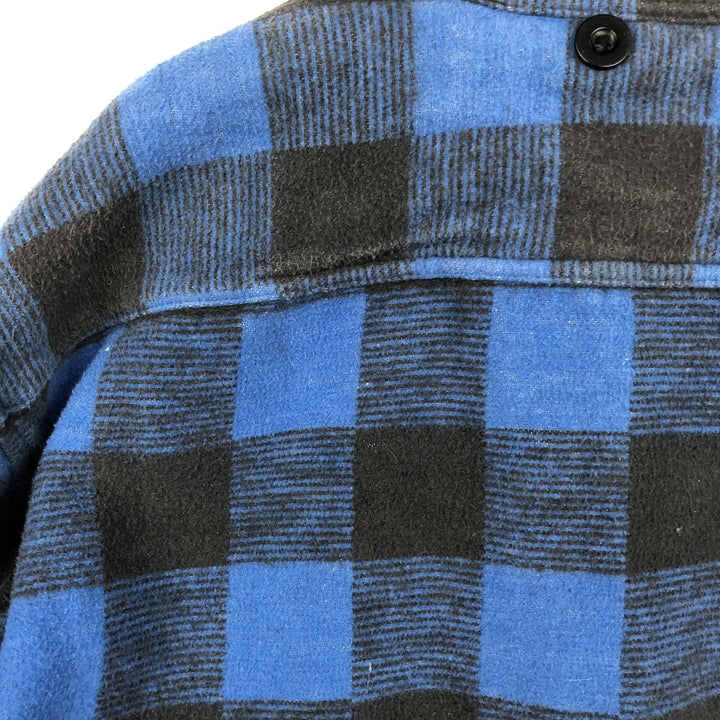 90'S Dickies Buffalo Check Long-Sleeve Heavy Flannel Check Shirt, Men's Size L (Equivalent), Vintage polyester blue type Vintage Second Hand