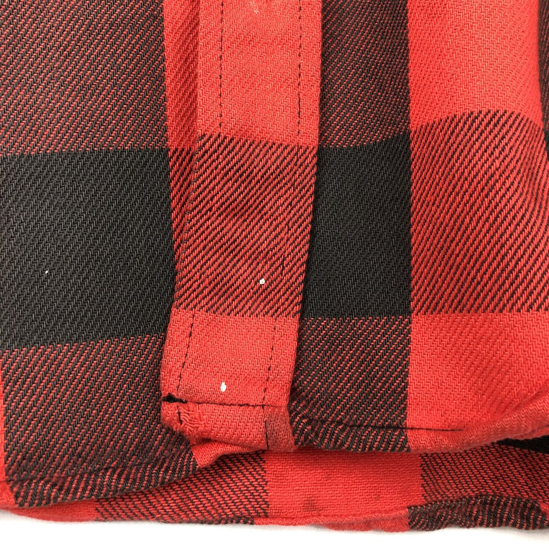 1980'S St. John's Bay Buffalo Check Long-Sleeve Light Flannel Shirt, Made in USA, Men's Size L (approx.) cotton red type Vintage Second Hand