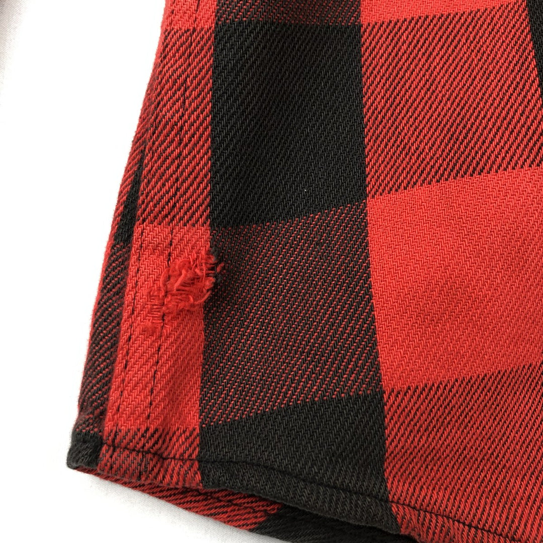 1980'S St. John's Bay Buffalo Check Long-Sleeve Light Flannel Shirt, Made in USA, Men's Size L (approx.) cotton red type Vintage Second Hand