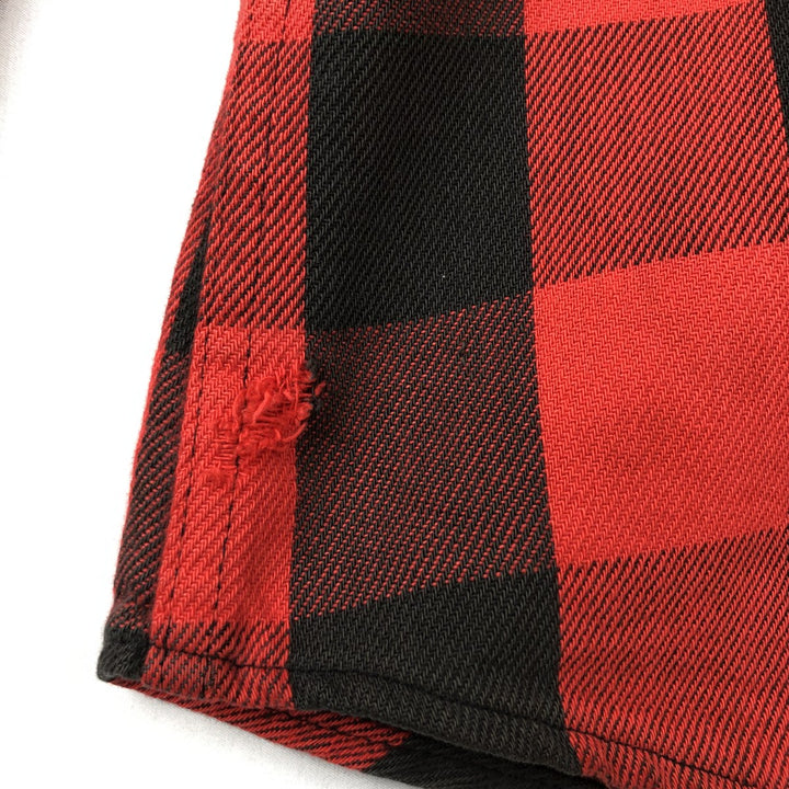 1980'S St. John's Bay Buffalo Check Long-Sleeve Light Flannel Shirt, Made in USA, Men's Size L (approx.) cotton red type Vintage Second Hand