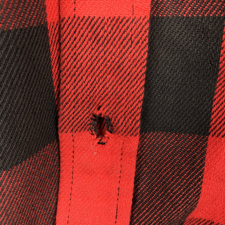 1980'S St. John's Bay Buffalo Check Long-Sleeve Light Flannel Shirt, Made in USA, Men's Size L (approx.) cotton red type Vintage Second Hand