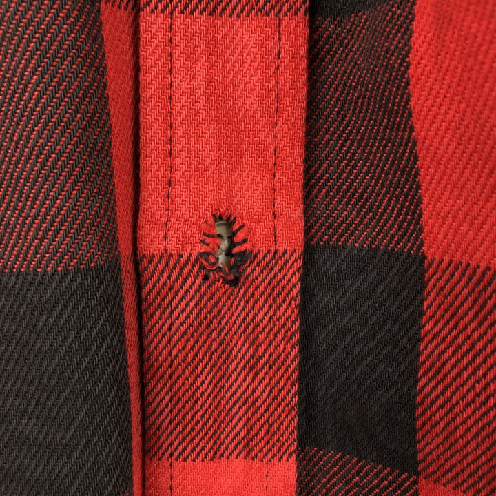 1980'S St. John's Bay Buffalo Check Long-Sleeve Light Flannel Shirt, Made in USA, Men's Size L (approx.) cotton red type Vintage Second Hand