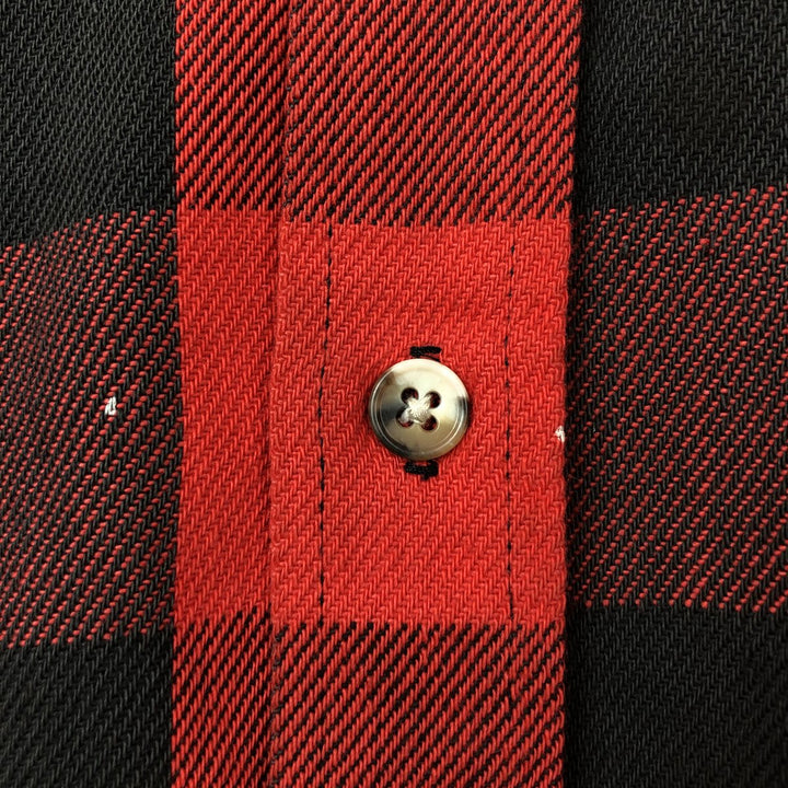 1980'S St. John's Bay Buffalo Check Long-Sleeve Light Flannel Shirt, Made in USA, Men's Size L (approx.) cotton red type Vintage Second Hand