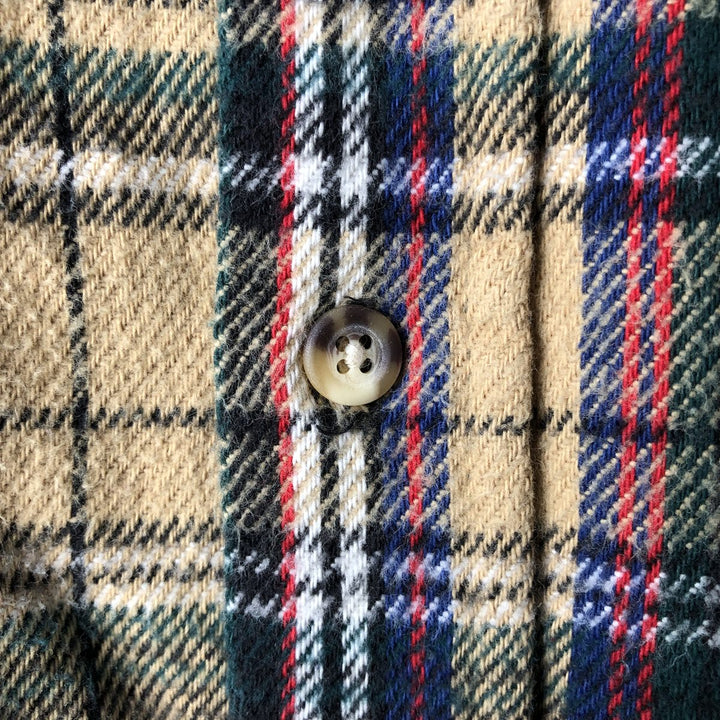 OZARK WILDERNESS OUTFITTERS Check Pattern Long-Sleeve Flannel Check Shirt, Made in USA, Men's Size L (approx.) cotton Beige type Vintage Second Hand