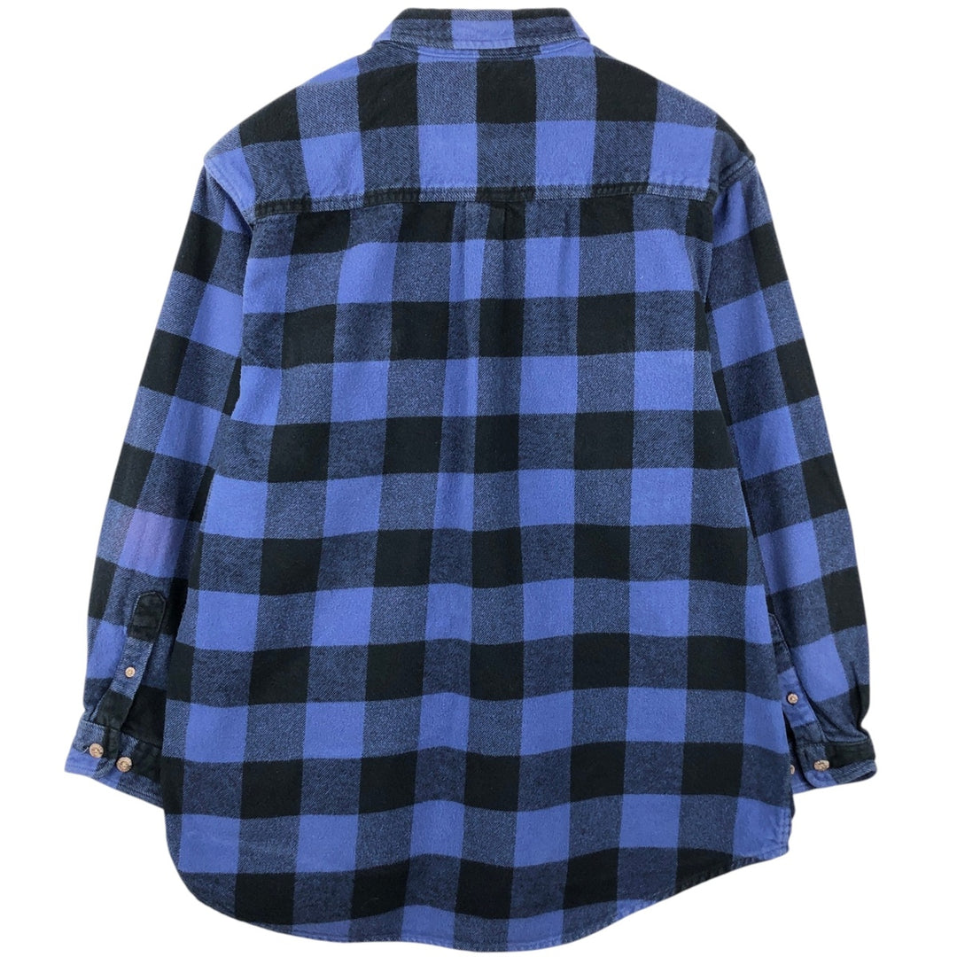 FIELD&STREAM Buffalo Check Long-Sleeve Heavy Flannel Check Shirt (Men's Size L) unclear blue type Vintage Second Hand