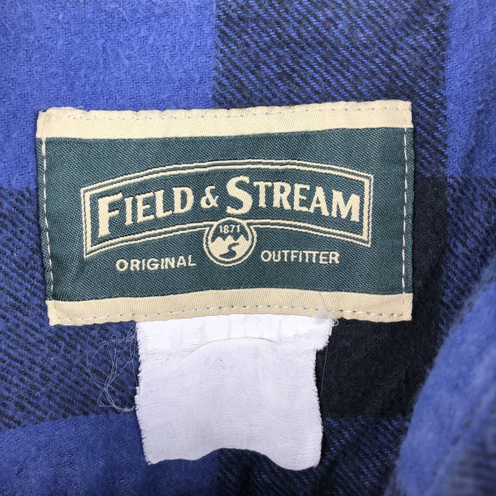 FIELD&STREAM Buffalo Check Long-Sleeve Heavy Flannel Check Shirt (Men's Size L) unclear blue type Vintage Second Hand