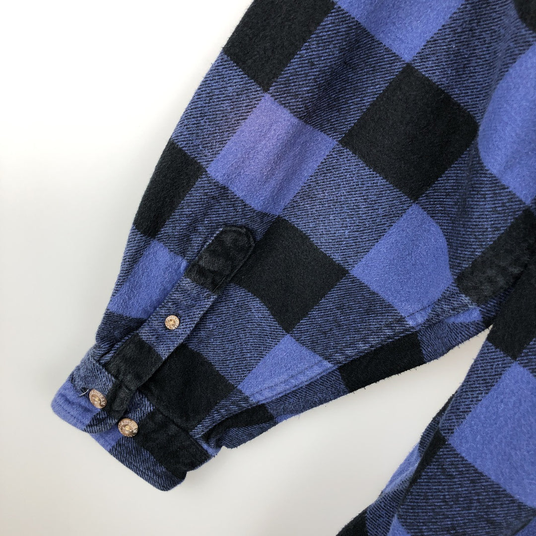 FIELD&STREAM Buffalo Check Long-Sleeve Heavy Flannel Check Shirt (Men's Size L) unclear blue type Vintage Second Hand