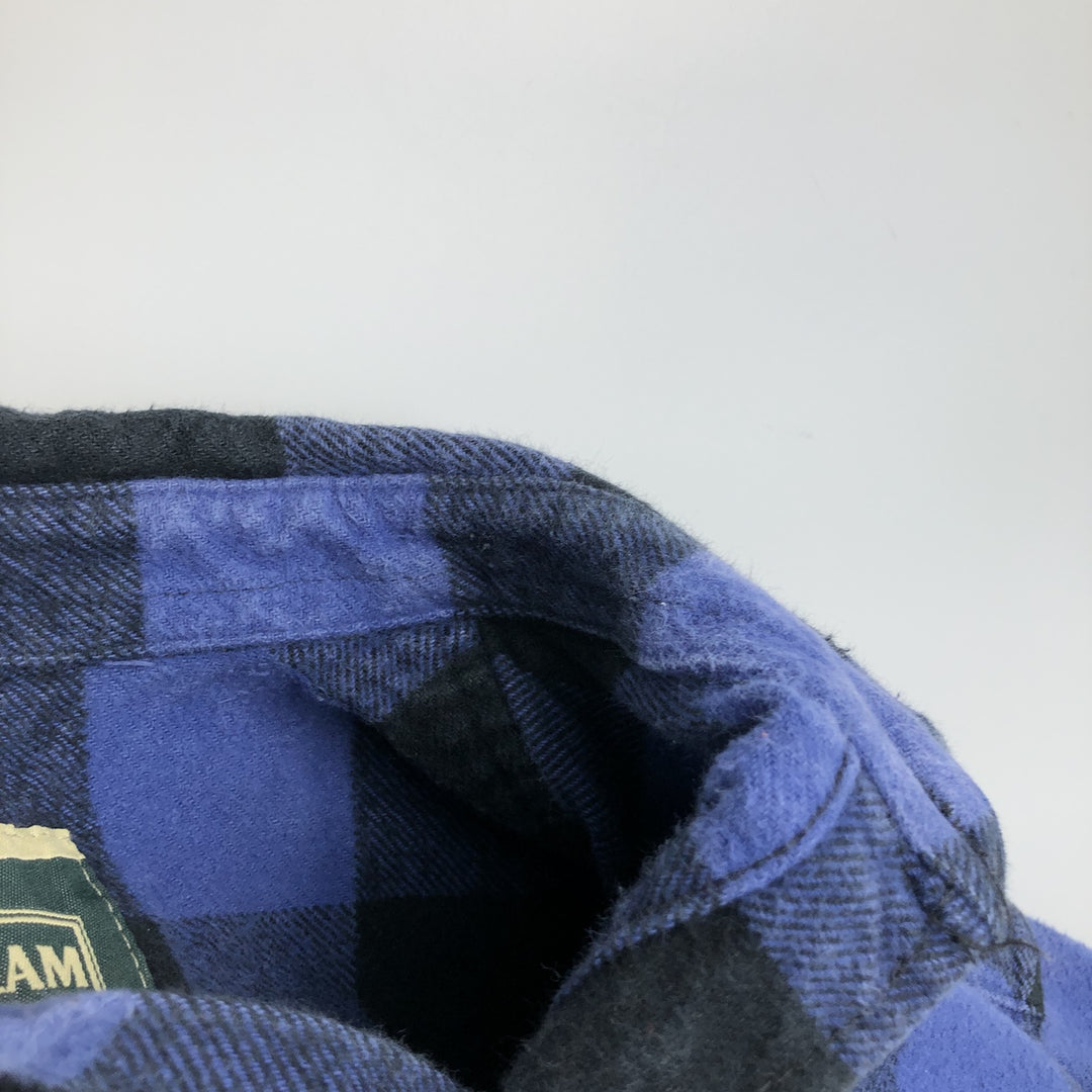 FIELD&STREAM Buffalo Check Long-Sleeve Heavy Flannel Check Shirt (Men's Size L) unclear blue type Vintage Second Hand