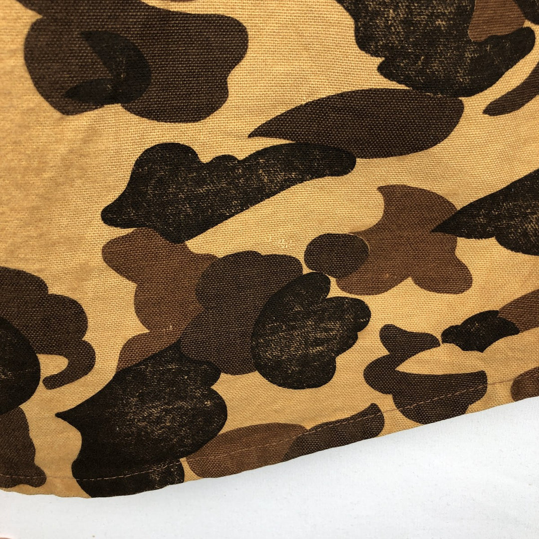 80'S DEERSKIN Camouflage Pattern Duck Hunter Camo Long Sleeve Heavy Flannel Shirt, Made in USA, Men's Size L (Equivalent), Vintage cotton Beige type Vintage Second Hand