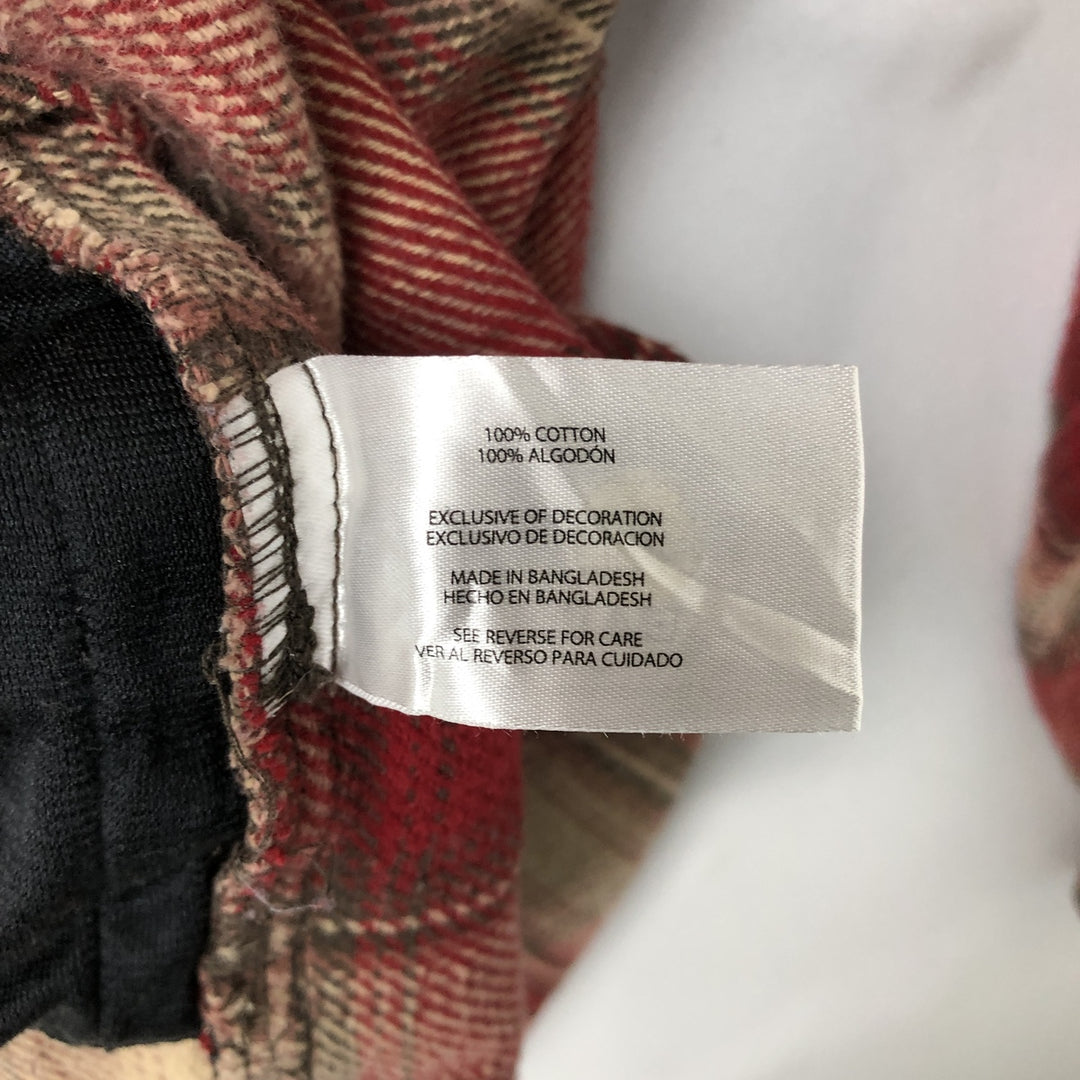 Orvis logo patch long-sleeved flannel check shirt, men's size XL. cotton wine-red Vintage Second Hand