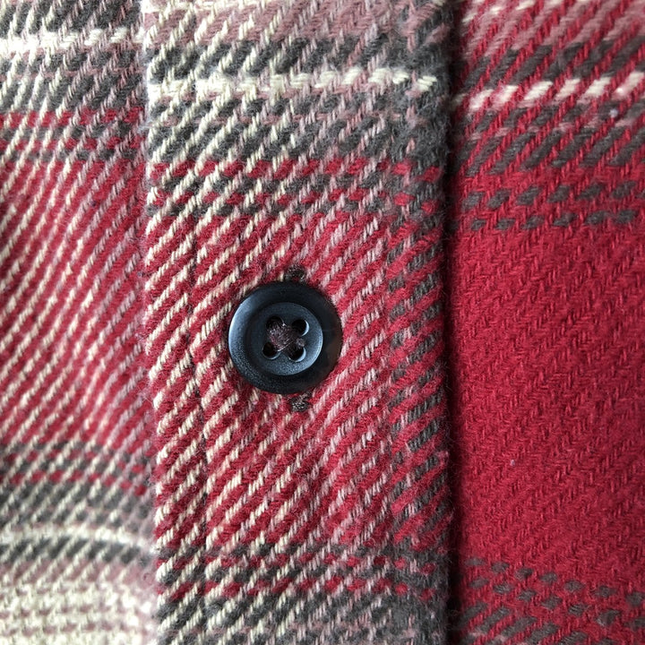 Orvis logo patch long-sleeved flannel check shirt, men's size XL. cotton wine-red Vintage Second Hand