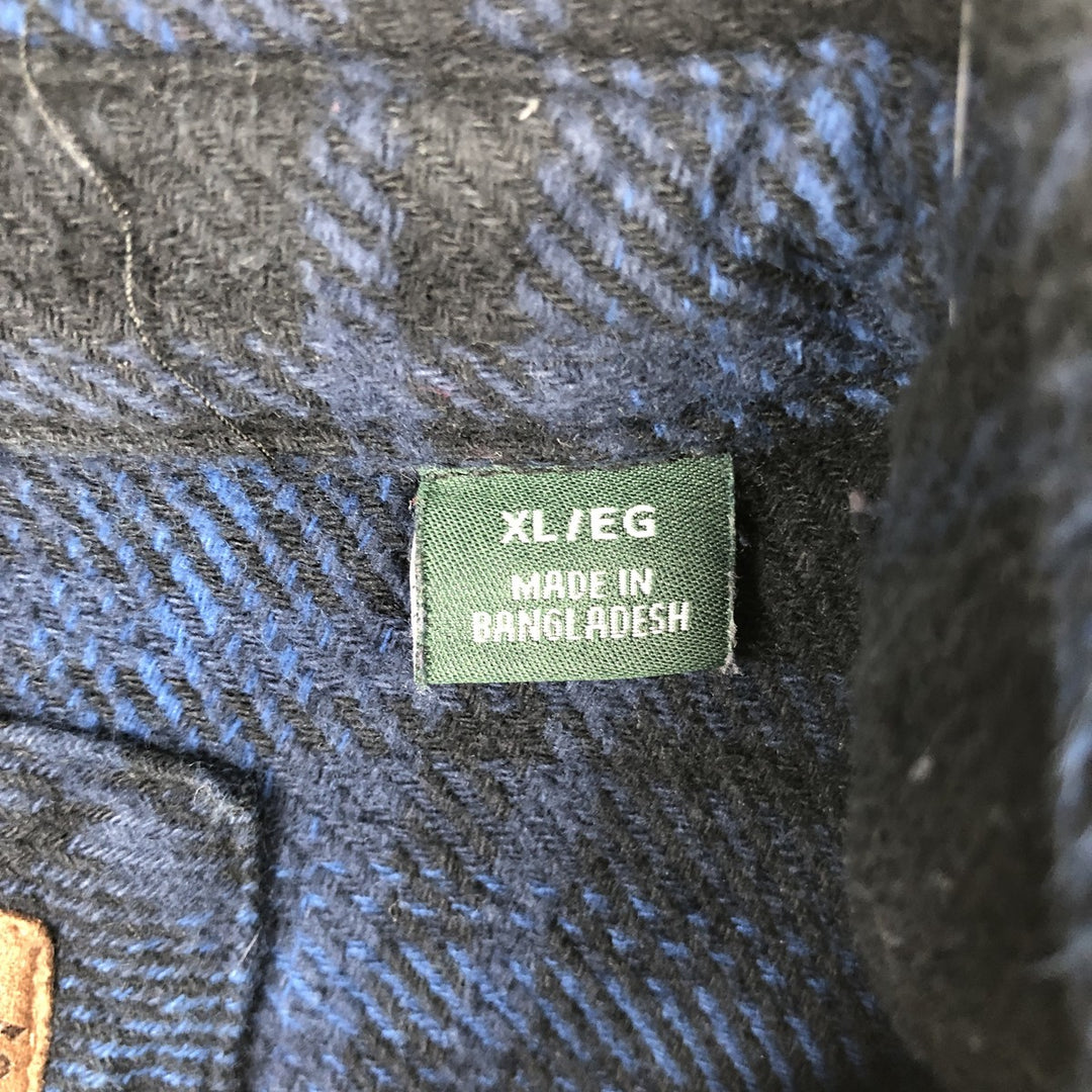Orvis Ombre Check Long-Sleeve Button-Down Heavy Flannel Check Shirt, Men's Size XL (approx.) cotton blue type Vintage Second Hand