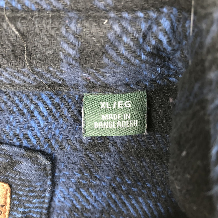 Orvis Ombre Check Long-Sleeve Button-Down Heavy Flannel Check Shirt, Men's Size XL (approx.) cotton blue type Vintage Second Hand