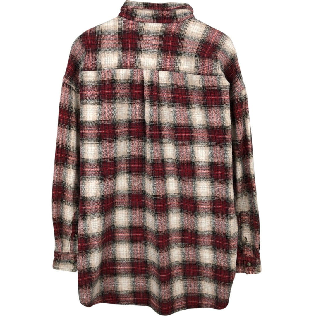 MOOSE CREEK Check Pattern Long-Sleeve Button-Down Flannel Check Shirt, Men's Size XL (approx.) cotton red type Vintage Second Hand