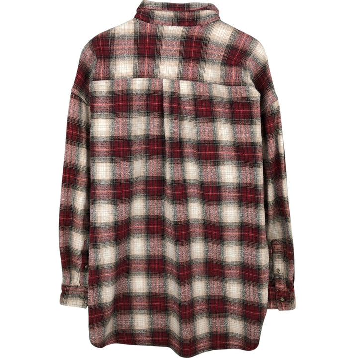 MOOSE CREEK Check Pattern Long-Sleeve Button-Down Flannel Check Shirt, Men's Size XL (approx.) cotton red type Vintage Second Hand