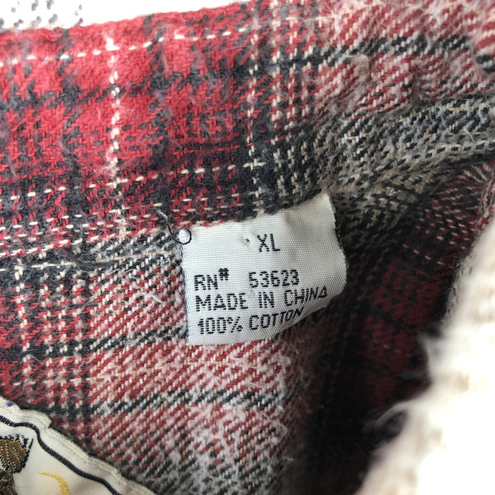 MOOSE CREEK Check Pattern Long-Sleeve Button-Down Flannel Check Shirt, Men's Size XL (approx.) cotton red type Vintage Second Hand