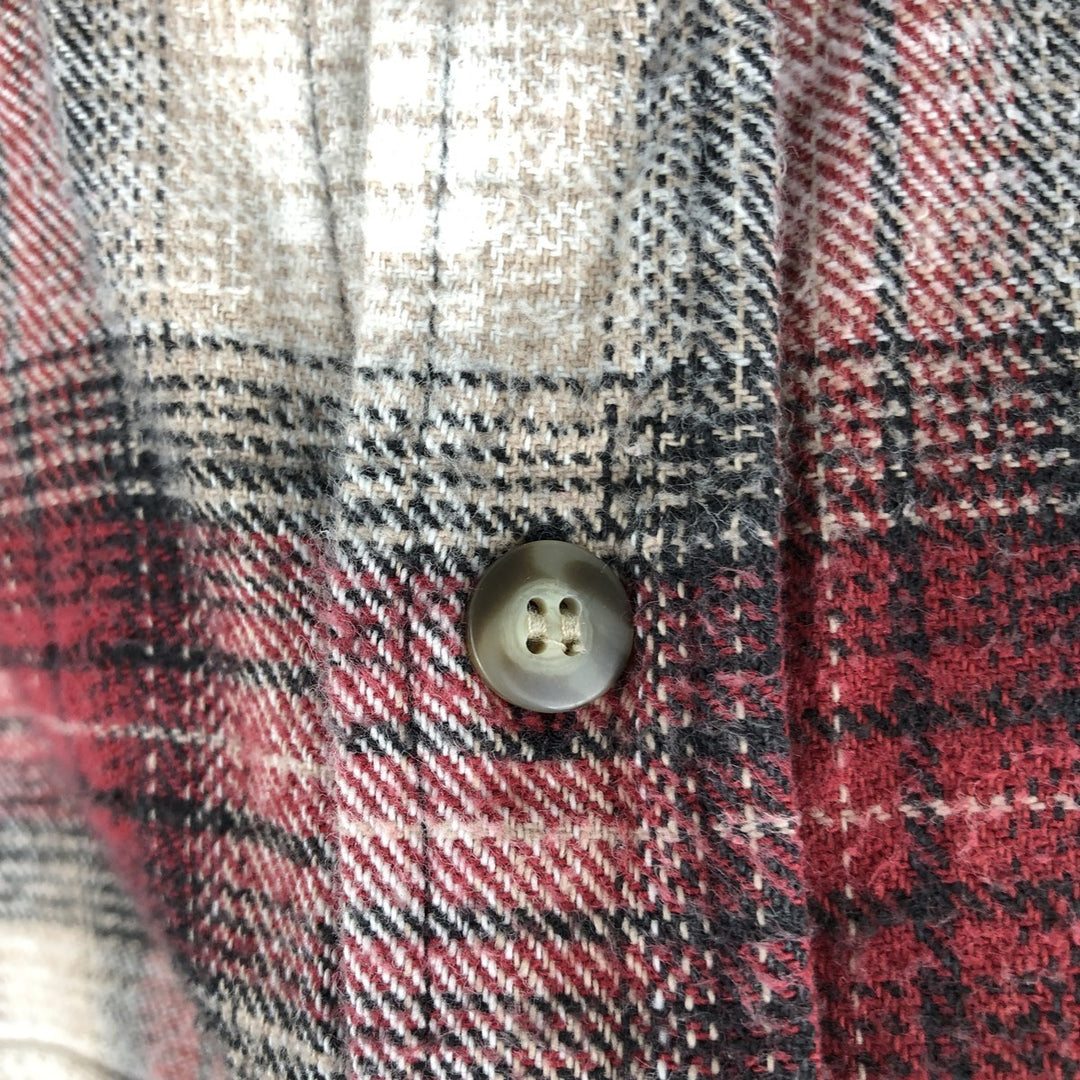 MOOSE CREEK Check Pattern Long-Sleeve Button-Down Flannel Check Shirt, Men's Size XL (approx.) cotton red type Vintage Second Hand