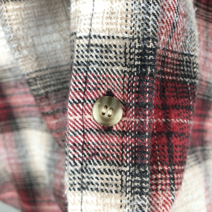 MOOSE CREEK Check Pattern Long-Sleeve Button-Down Flannel Check Shirt, Men's Size XL (approx.) cotton red type Vintage Second Hand