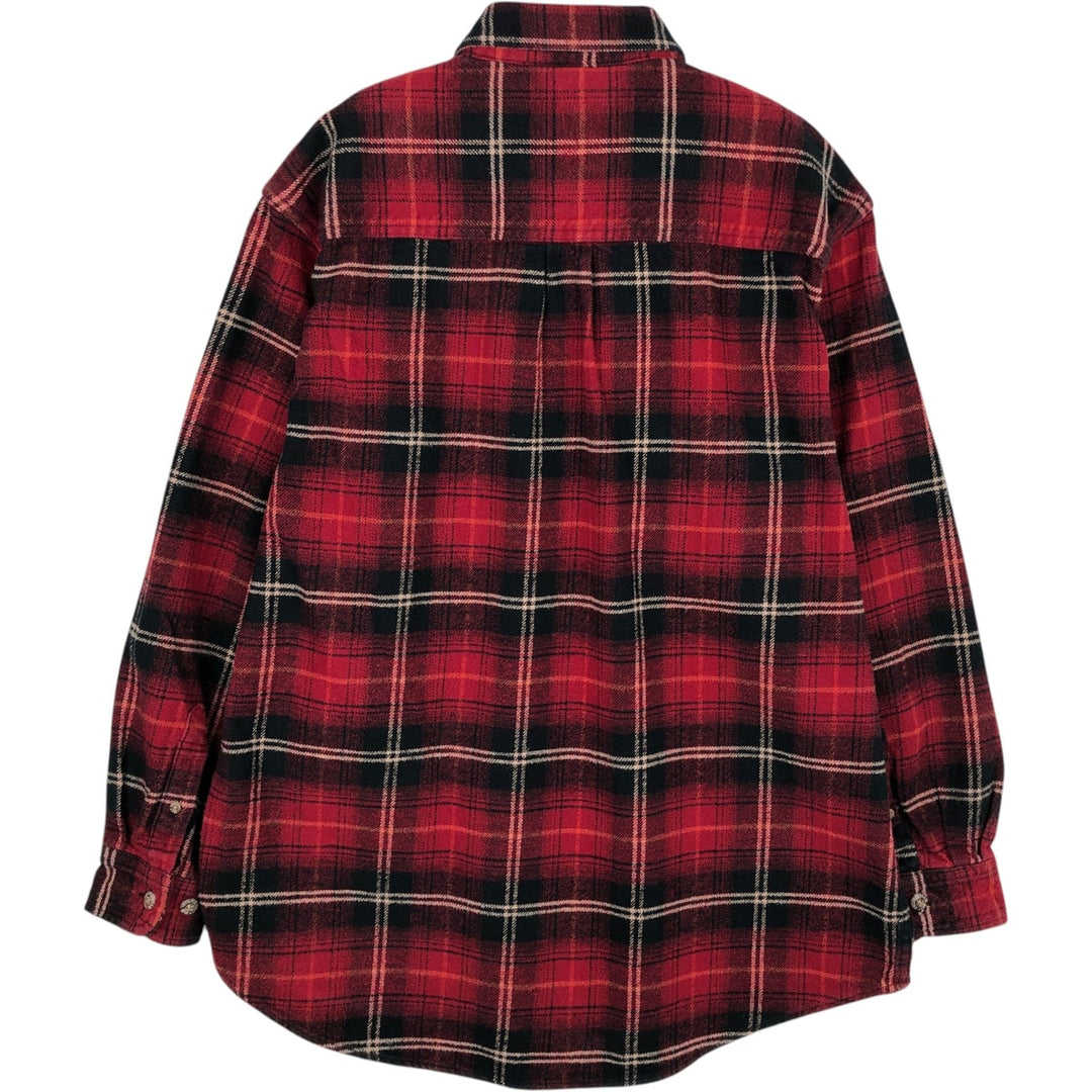 FIELD&STREAM Long-Sleeve Button-Down Flannel Check Shirt, Men's Size L (approx.) cotton red type Vintage Second Hand