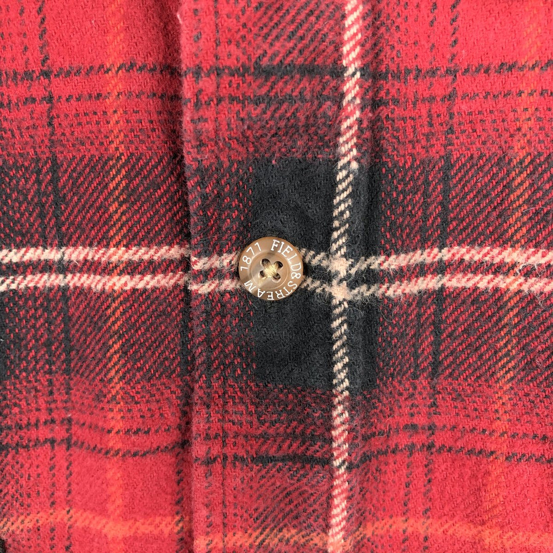 FIELD&STREAM Long-Sleeve Button-Down Flannel Check Shirt, Men's Size L (approx.) cotton red type Vintage Second Hand