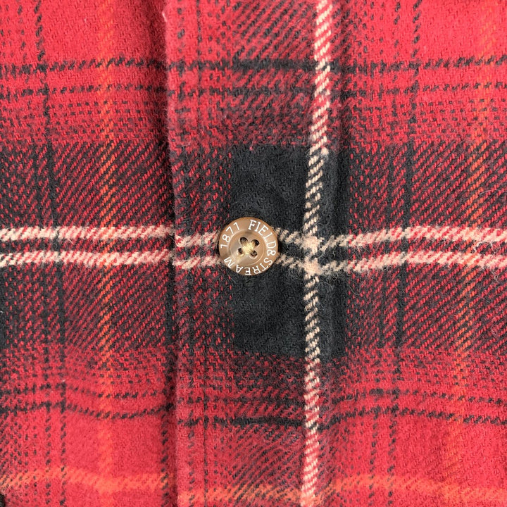 FIELD&STREAM Long-Sleeve Button-Down Flannel Check Shirt, Men's Size L (approx.) cotton red type Vintage Second Hand