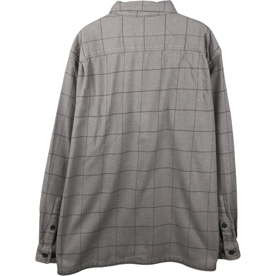 Patagonia Organic Cotton 53947FA17 Long-Sleeve Flannel Check Shirt, Boxy Shirt, Men's Size L (approx.) Organic cotton gray type Vintage Second Hand