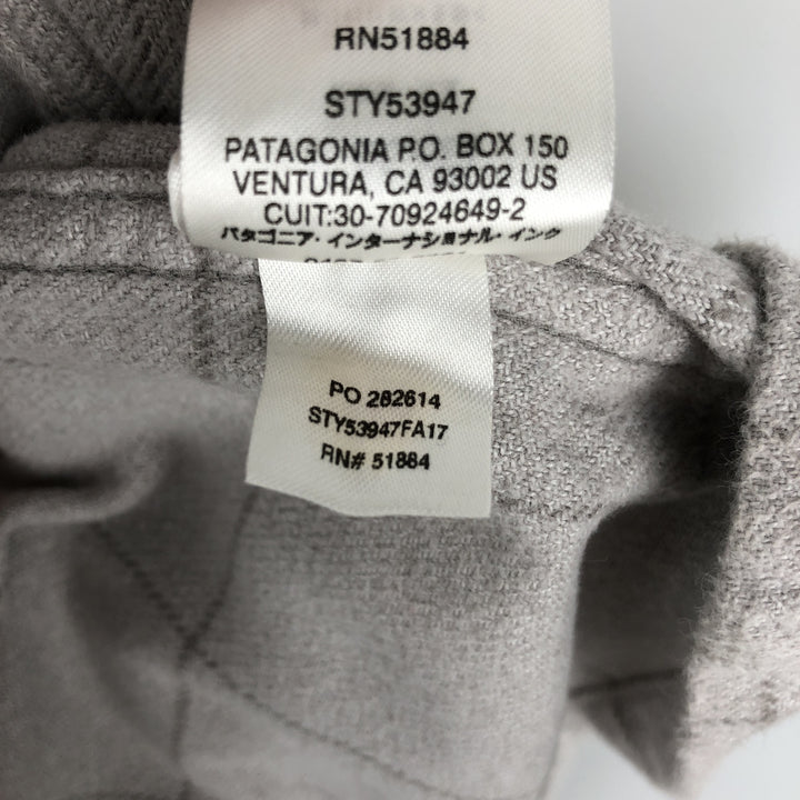 Patagonia Organic Cotton 53947FA17 Long-Sleeve Flannel Check Shirt, Boxy Shirt, Men's Size L (approx.) Organic cotton gray type Vintage Second Hand