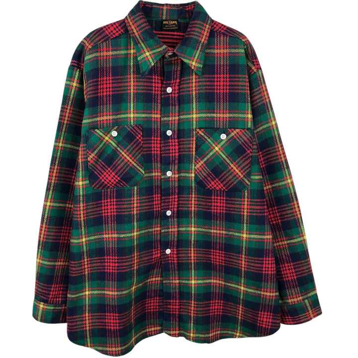 70'S Big Yank Long-Sleeve Flannel Check Shirt, Men's Size XL (Equivalent), Vintage cotton red type Vintage Second Hand