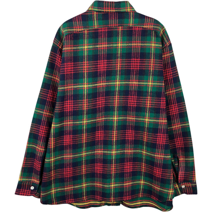 70'S Big Yank Long-Sleeve Flannel Check Shirt, Men's Size XL (Equivalent), Vintage cotton red type Vintage Second Hand