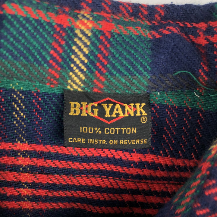 70'S Big Yank Long-Sleeve Flannel Check Shirt, Men's Size XL (Equivalent), Vintage cotton red type Vintage Second Hand