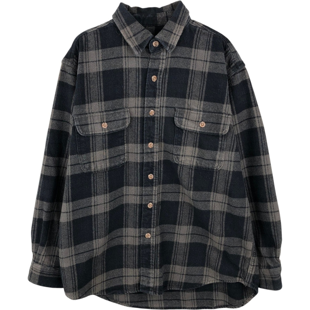 FIELD AND STREAM Long Sleeve Flannel Check Shirt, Men's Size L cotton gray type Vintage Second Hand