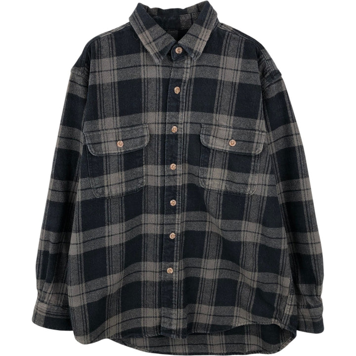 FIELD AND STREAM Long Sleeve Flannel Check Shirt, Men's Size L cotton gray type Vintage Second Hand