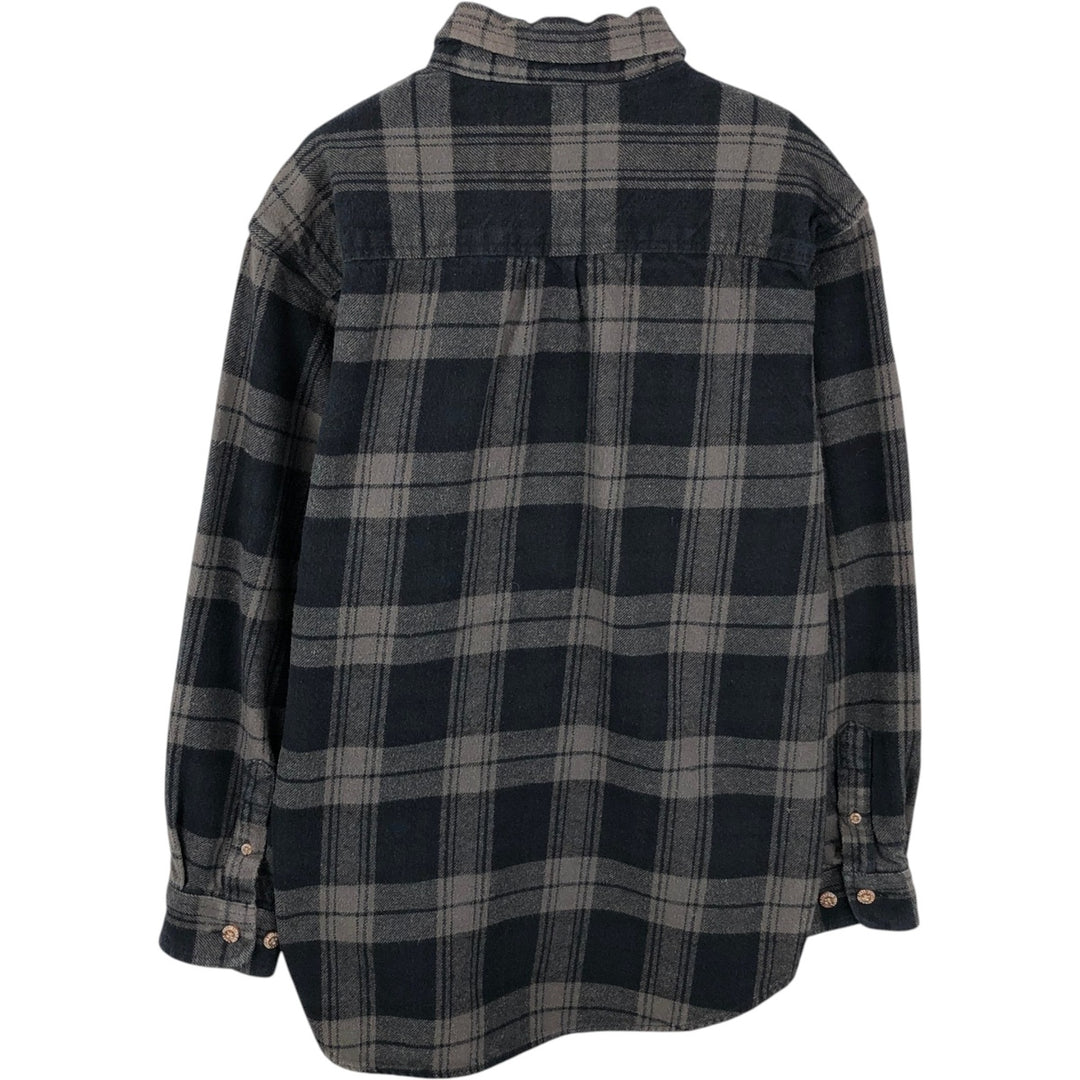 FIELD AND STREAM Long Sleeve Flannel Check Shirt, Men's Size L cotton gray type Vintage Second Hand