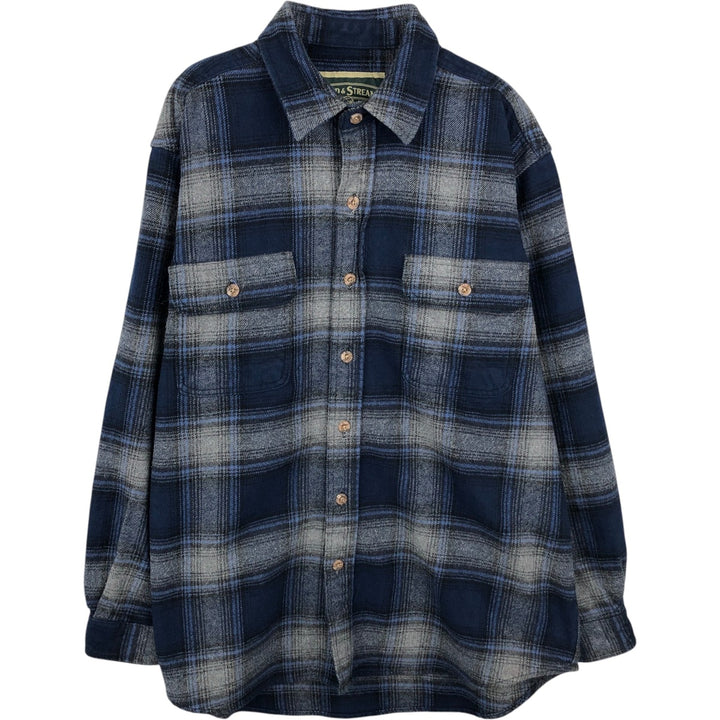 Field and Stream FIELD AND STREAM Ombre Check Long Sleeve Heavy Flannel Check Shirt Men's Size L cotton blue type Vintage Second Hand