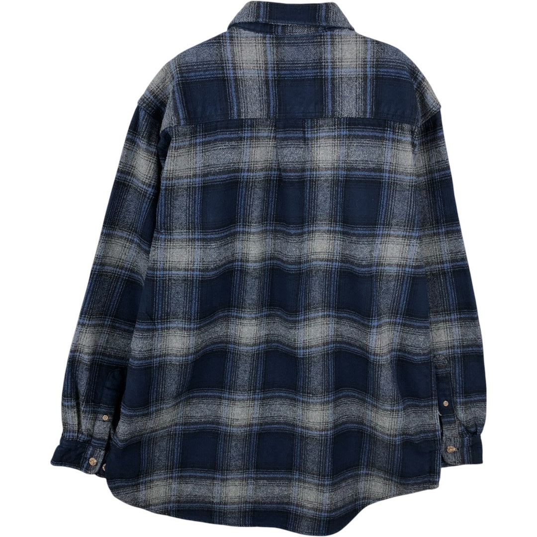 Field and Stream FIELD AND STREAM Ombre Check Long Sleeve Heavy Flannel Check Shirt Men's Size L cotton blue type Vintage Second Hand