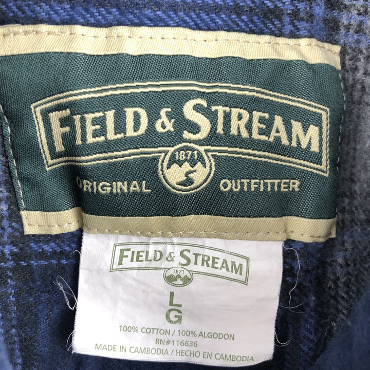Field and Stream FIELD AND STREAM Ombre Check Long Sleeve Heavy Flannel Check Shirt Men's Size L cotton blue type Vintage Second Hand