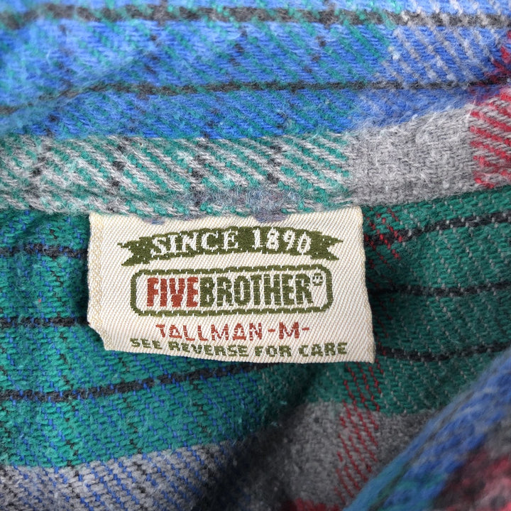 90'S Five Brother TALLMAN Long-Sleeve Flannel Check Shirt, Men's Size M (approx.), Vintage unclear gray type Vintage Second Hand