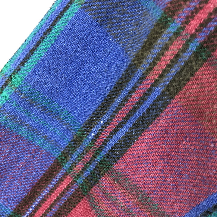 90'S Five Brother Long Sleeve Flannel Check Shirt Men's Size L Vintage cotton navy blue type Vintage Second Hand