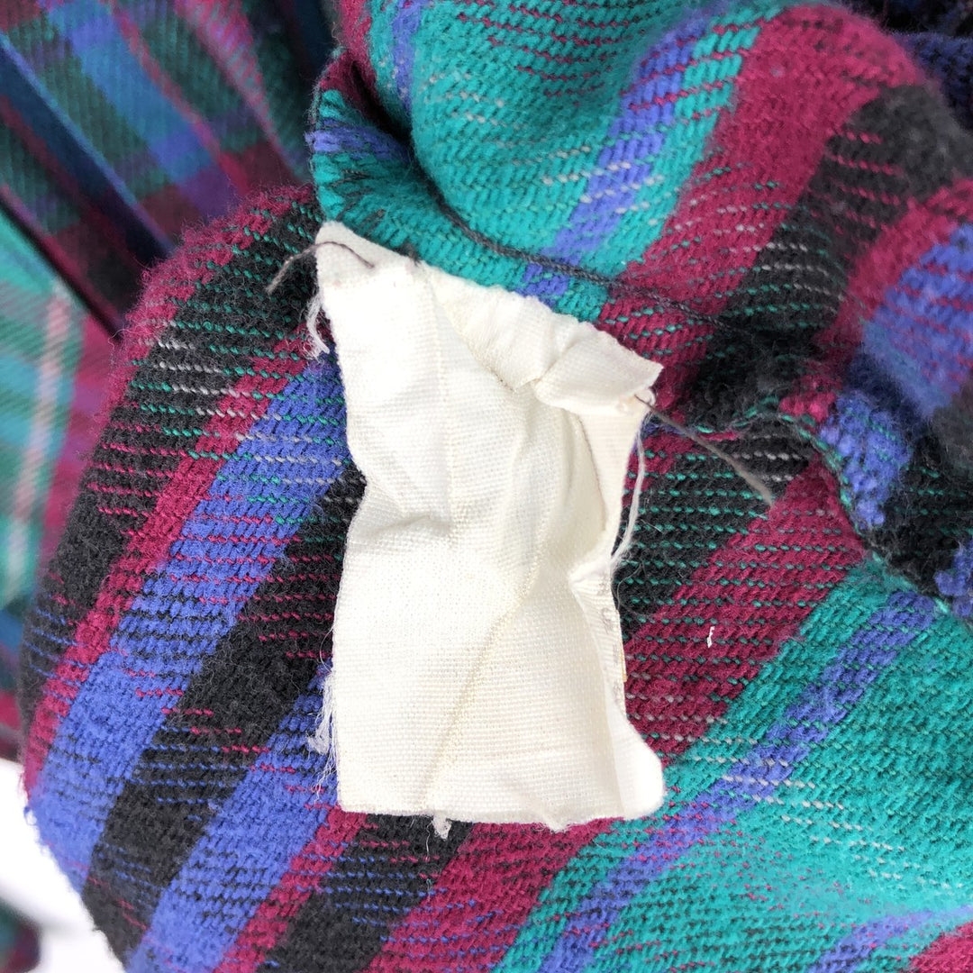 90'S Five Brother long-sleeved flannel check shirt, men's size XL unclear Green type dark green Vintage Second Hand