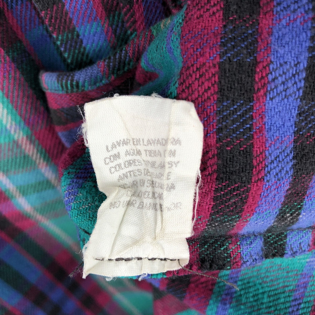 90'S Five Brother long-sleeved flannel check shirt, men's size XL unclear Green type dark green Vintage Second Hand