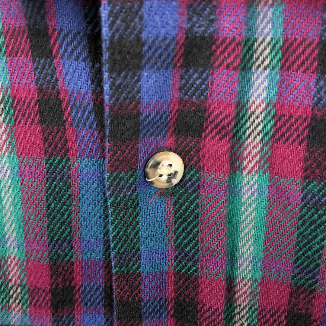 90'S Five Brother long-sleeved flannel check shirt, men's size XL unclear Green type dark green Vintage Second Hand